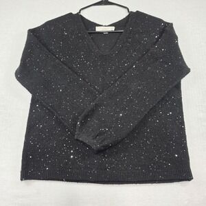 LOFT Black Sparkly Pullover Sweater Size S Partywear Night‎ Out Glamour Holiday